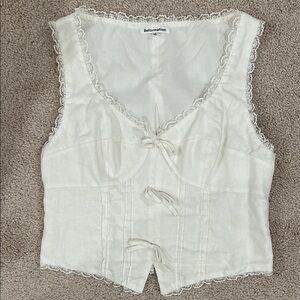 Reformation White Lace Trim Blouse